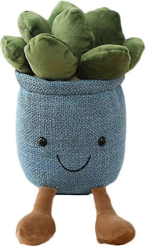 9.8" Succulent Pots Plush,soft Christmas Stuffed Succulent Plants Toy Gifts,blue