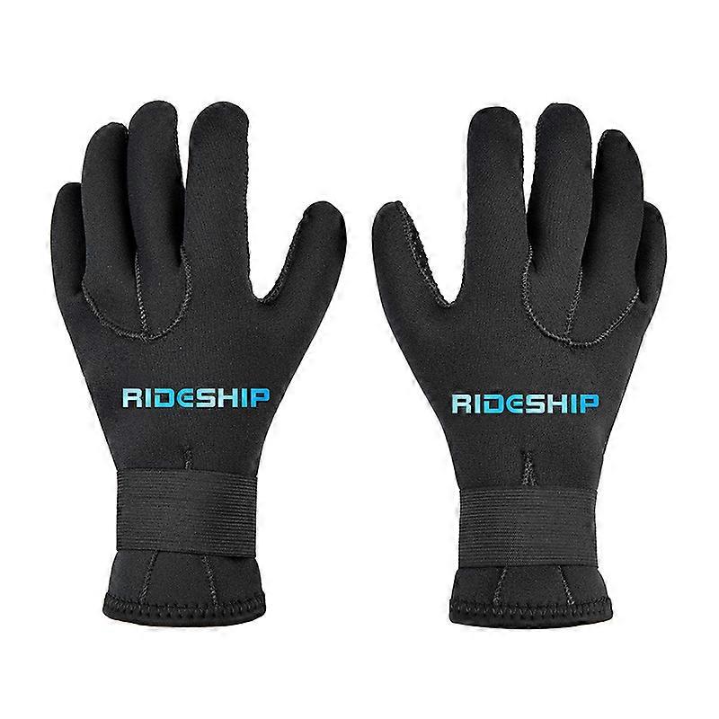 3MM diving gloves professional deep diving warm and cold resistant stretch fabric (black,M)