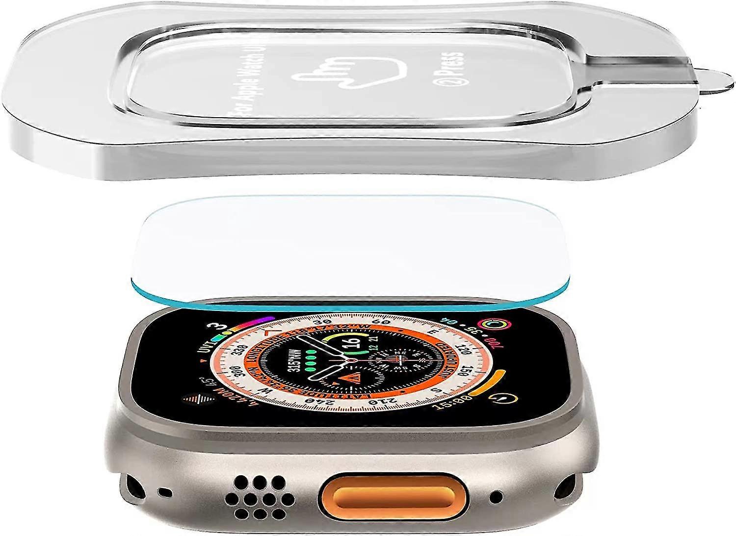 2 Pack Tempered Glass Screen Protector With Auto-alignment Installation Tool Kit Compatible With Apple Watch Ultra 49mm
