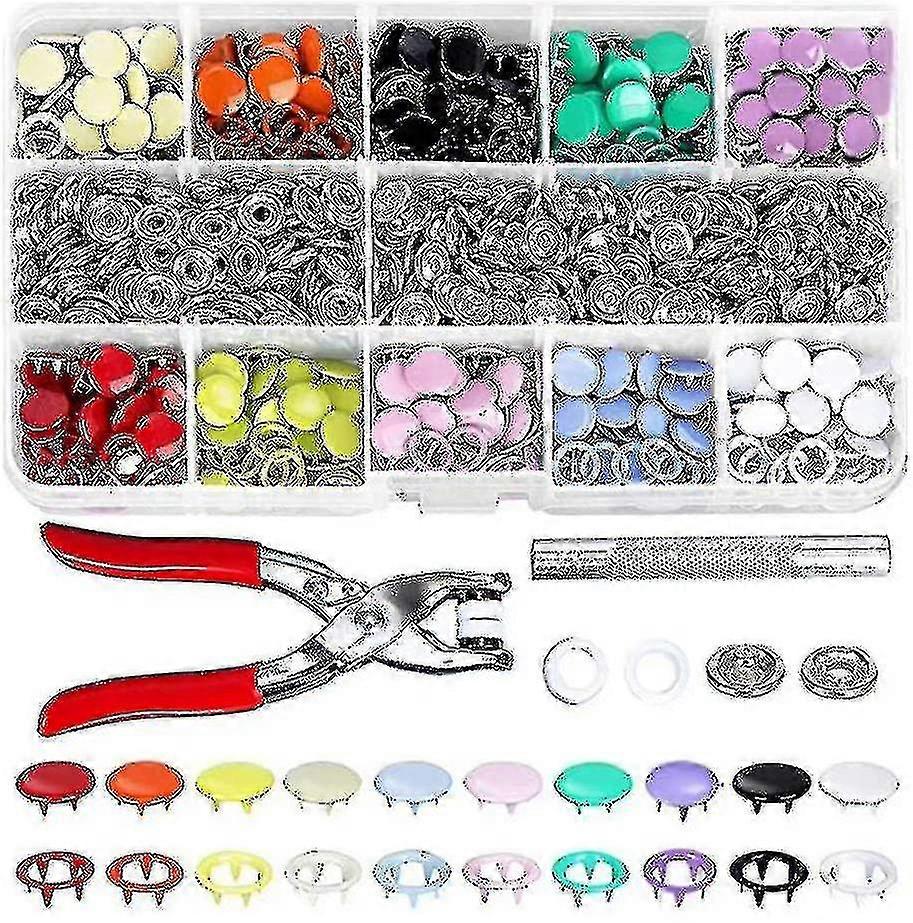 200 Sets Snap Fasteners Kit  10 Colors Fiveprong Buckles Hollow  Solid Options
