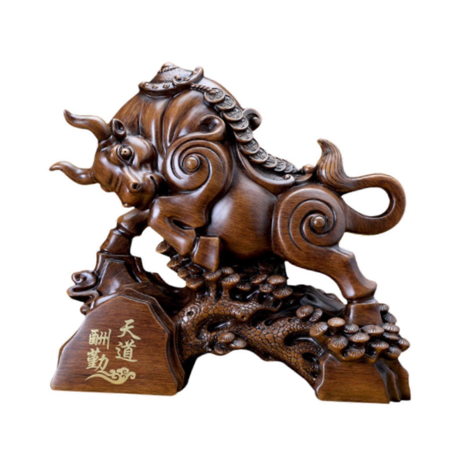 Bull Statue Modern Table Centerpiece Home Decor for Bedroom Living Room Shop 18cmx15cmx24cm Brown