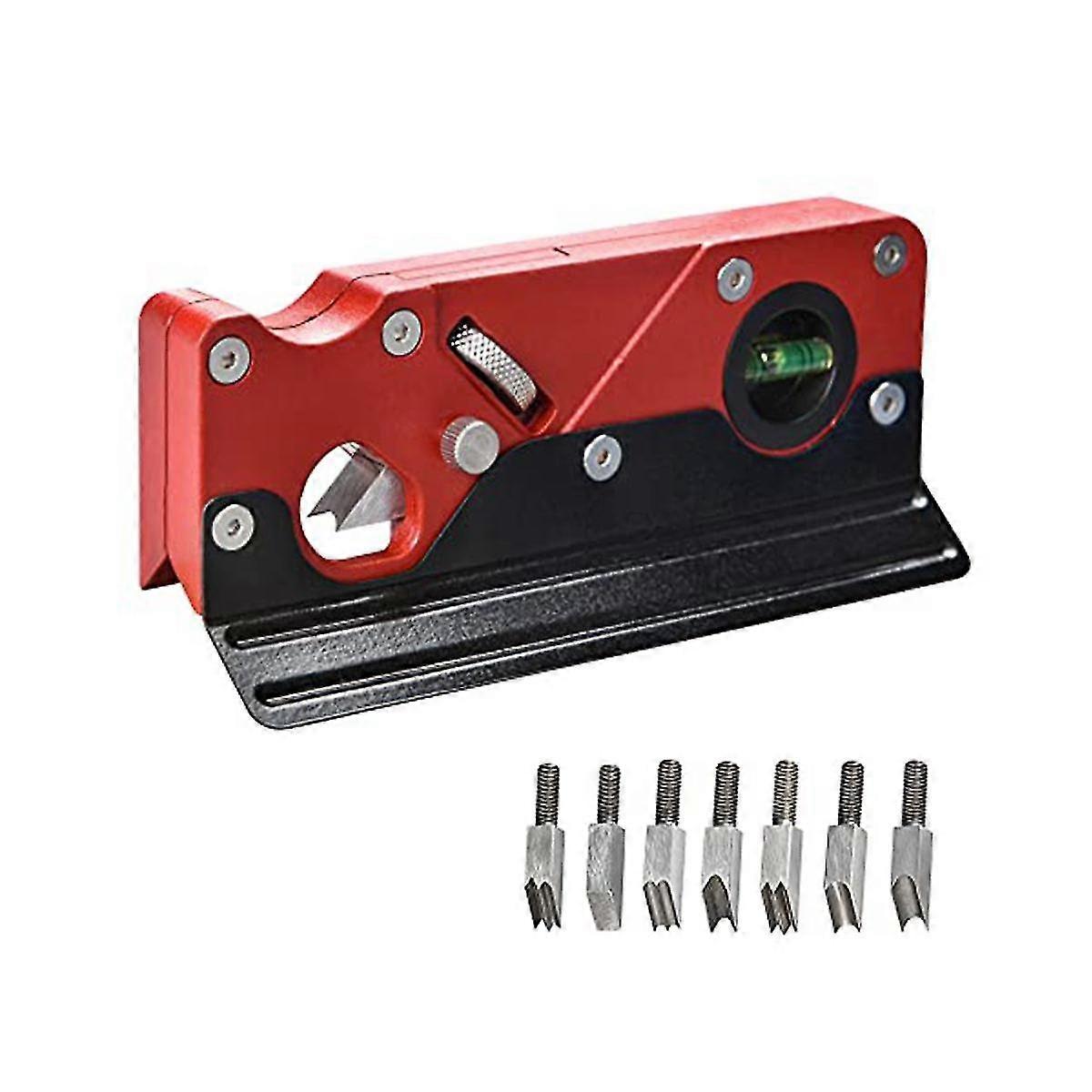 Chamfer Plane For Wood - Edge Corner Flattening Tool With Auxiliary Locator, Woodworking Hand Planer, Red