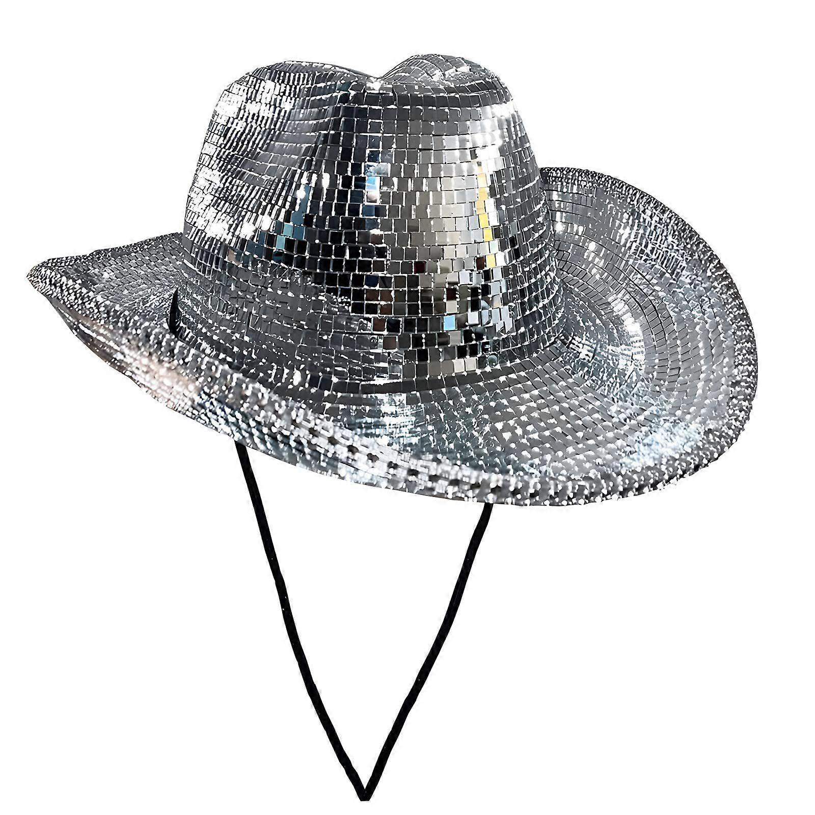 Disco Ball Cowboy Hat - Disco Ball Cowboy Hat Womens Sun Hat - Exquisite Workmanship Womens Sun Hat Lightweight Portable, Soft Cowboy Caps With Mirror