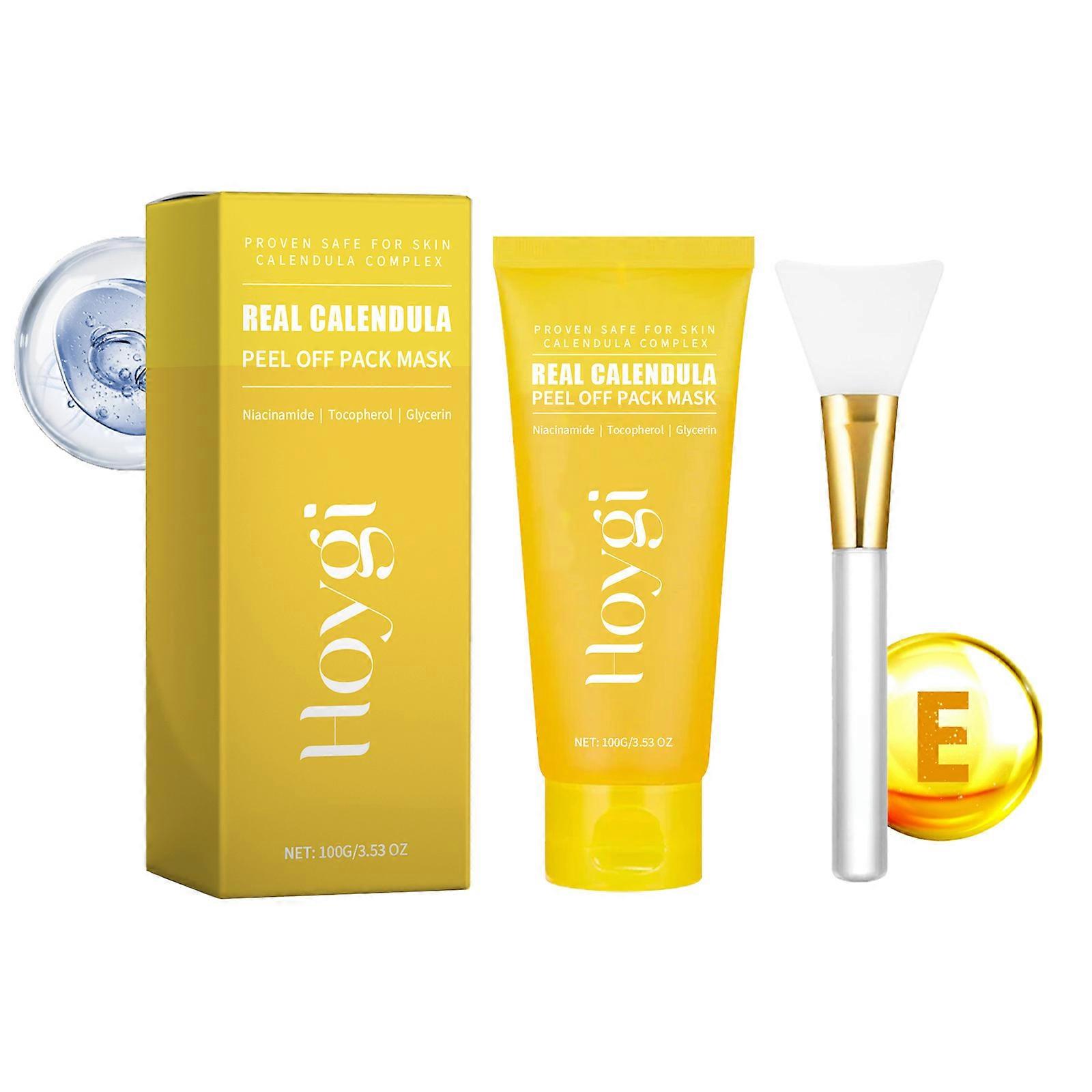 Real Calendula Peel Off Pack, Calendula Peel Off Mask with Silicone Brush, Ενυδατική μάσκα προσώπου ελαχιστοποίησης πόρων