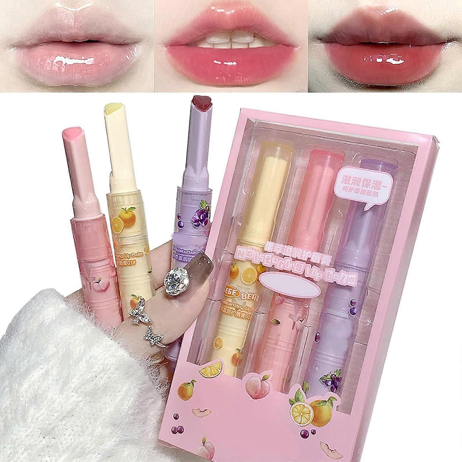 3 Χρώματα Heart Jelly Lipstick, Ενυδατικό Lip Gloss Tint Jelly Love Lipstick, Μακράς Διάρκειας Ενυδατικό Βάλσαμο Χειλιών με Χρώμα, Μη κολλώδες