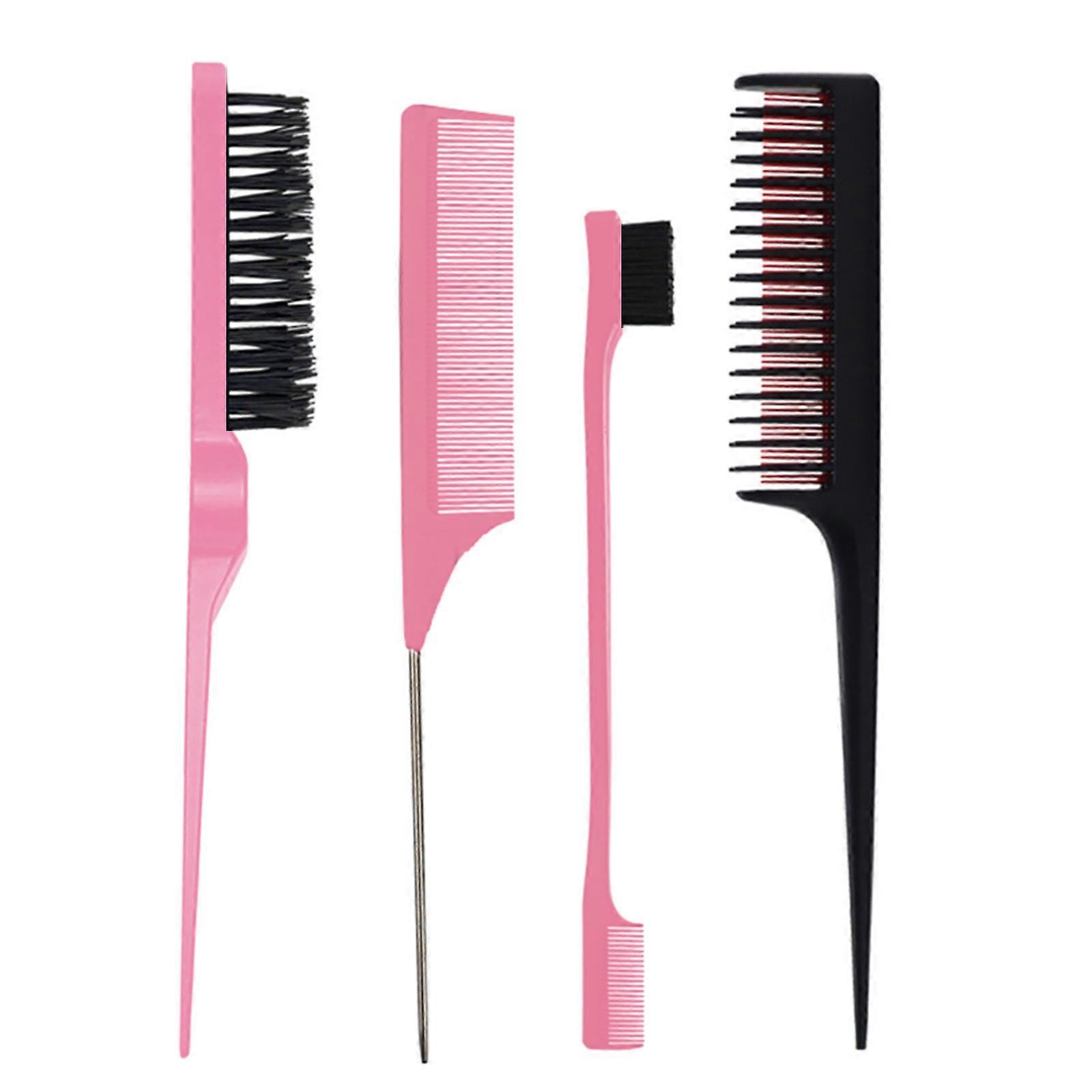 4Pcs Teasing Hair Brushes Rat Tail Combs Edge Tool Edge Back Brushing Combing