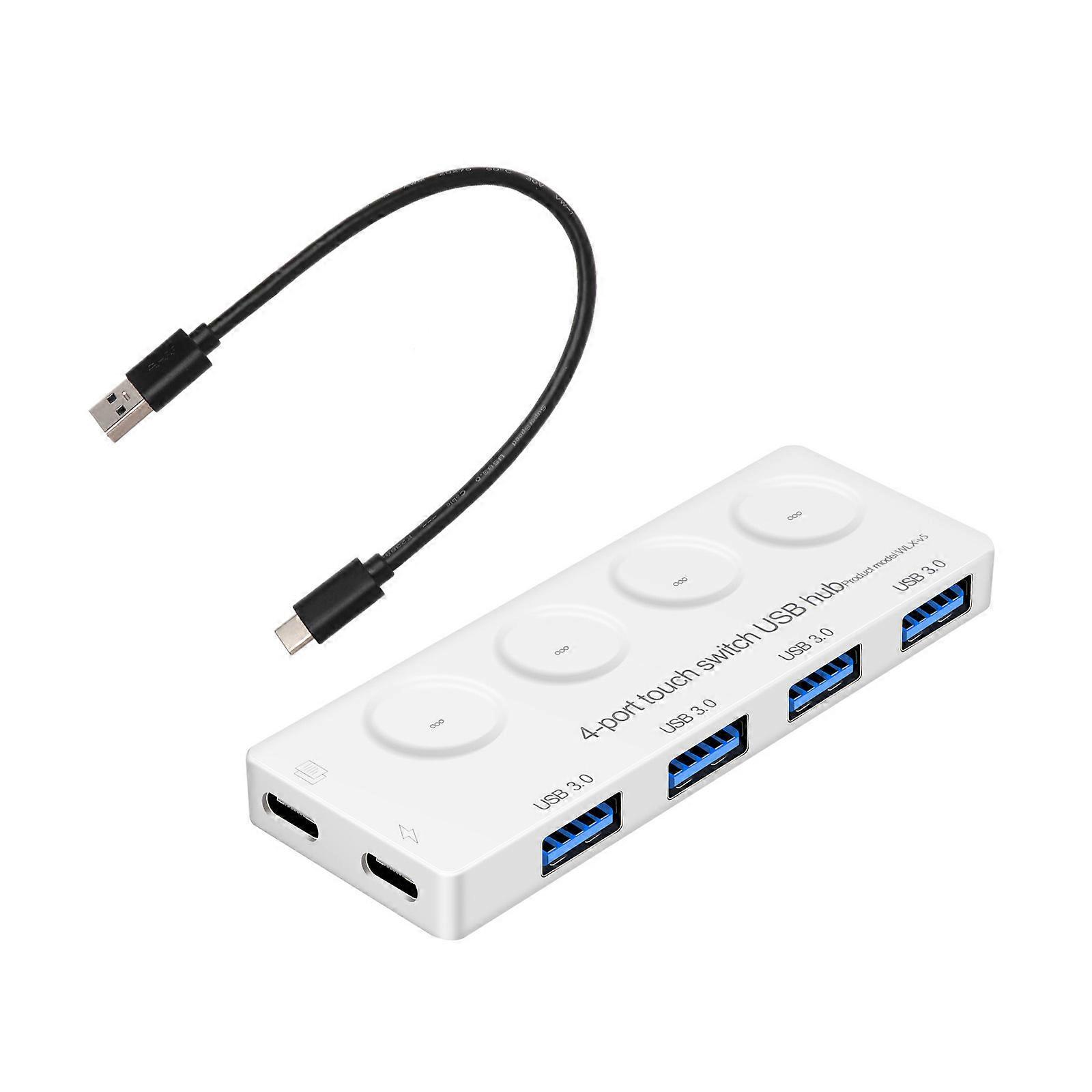 USB 3.0 Hub, 4-Port USB Splitter Lightweight USB Data Hub with Individual On/Off