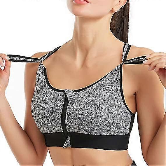 Sutiã esportivo de alto impacto para mulheres, zíper front running sutiã yoga com alças ajustáveis