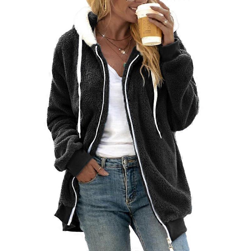 Womens Sherpa Jacket Fuzzy Zip Up Hoodie Oversized Fleece Jackets