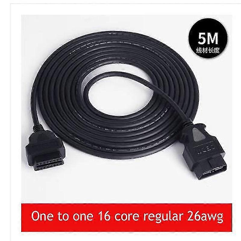 Auto-obd-jatkokaapeli uros-naaras 16-nastainen virta-obd2-diagnostiikkatyökalun kaapeli