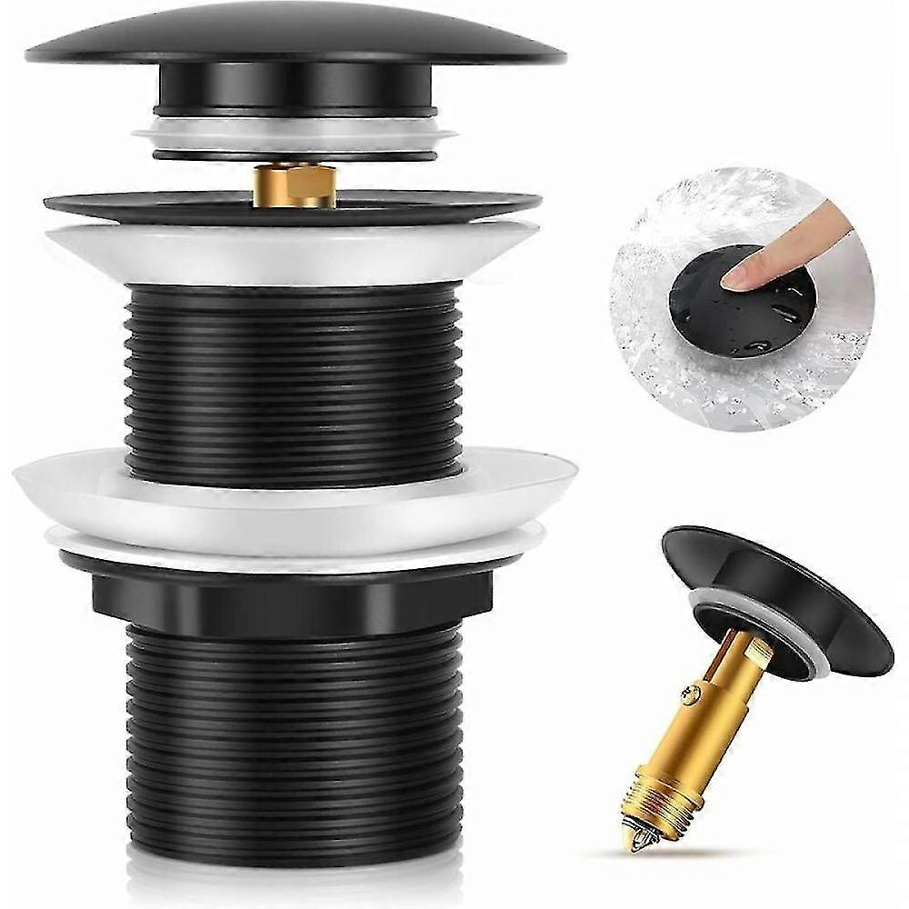Black Sink Drain Without Overflow, Universal Black Pop Up Sink Drain, Drain Plug Without Overflow