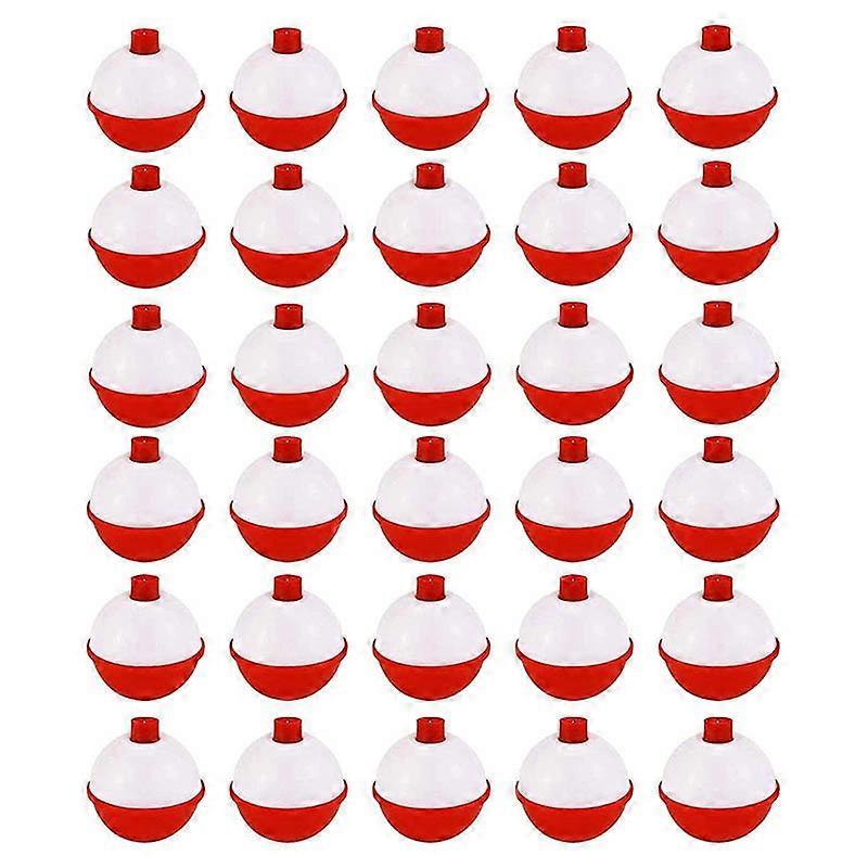 30Pcs Fishing Bobbers 1 Inch,Push Button Snap-on Fishing Floats Red and White,Fishing Float and Bob