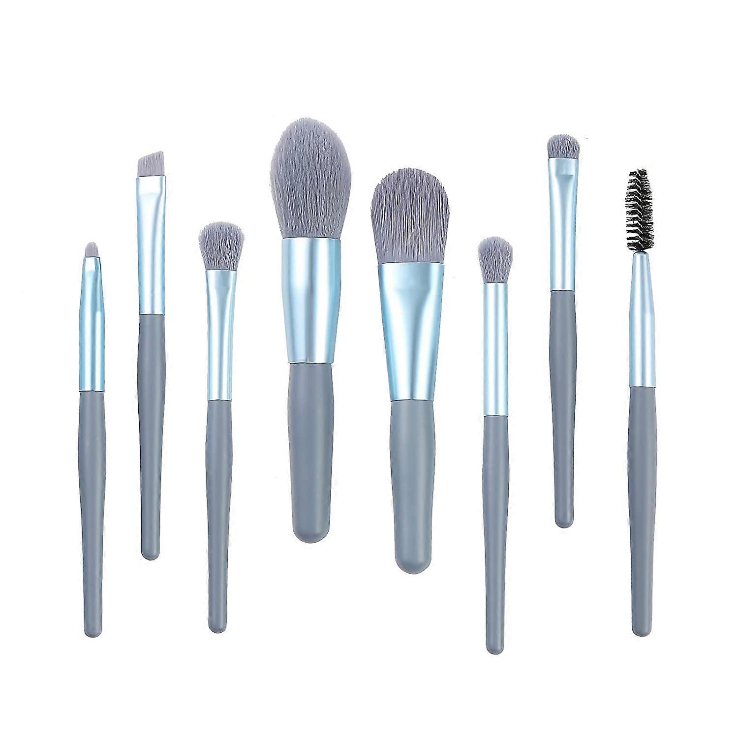 Brush Set for Powder, Contour, Blush, Eyeshadow, Eyeliner, Blending, Precise, Premium Synthetic Makeup Brush Set of 8 (Light blue)
