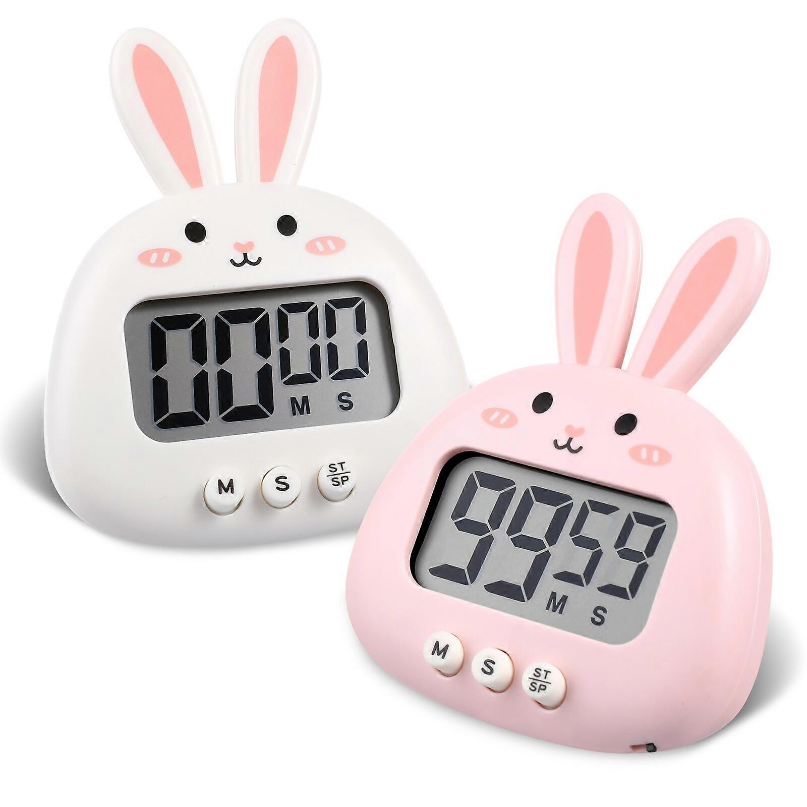 2 Pcs Electronic Timers Cartoon Bunny Digital Timers Magnetic Timers with Hidden Stand