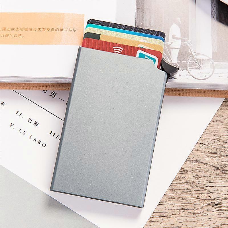 RFID Anti-theft Smart Wallet Thin ID Card Holder Unisex Automatically Solid Metal Bank Credit Card Holder Business Mini