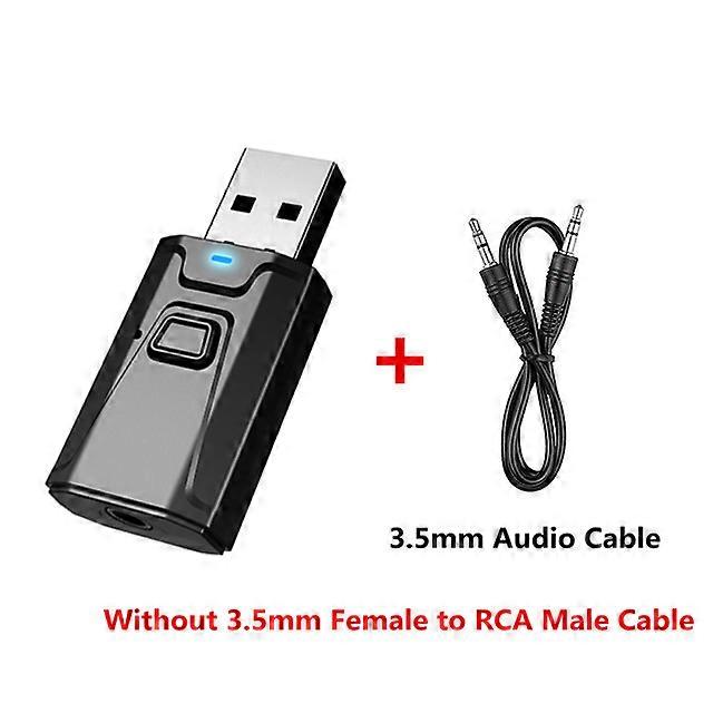 USB Bluetooth 5.0 Transmitter Receiver Wireless Audio Adapter Dongle 3.5mm AUX Jack & Mic Handsfree Call for TV PC Game Car