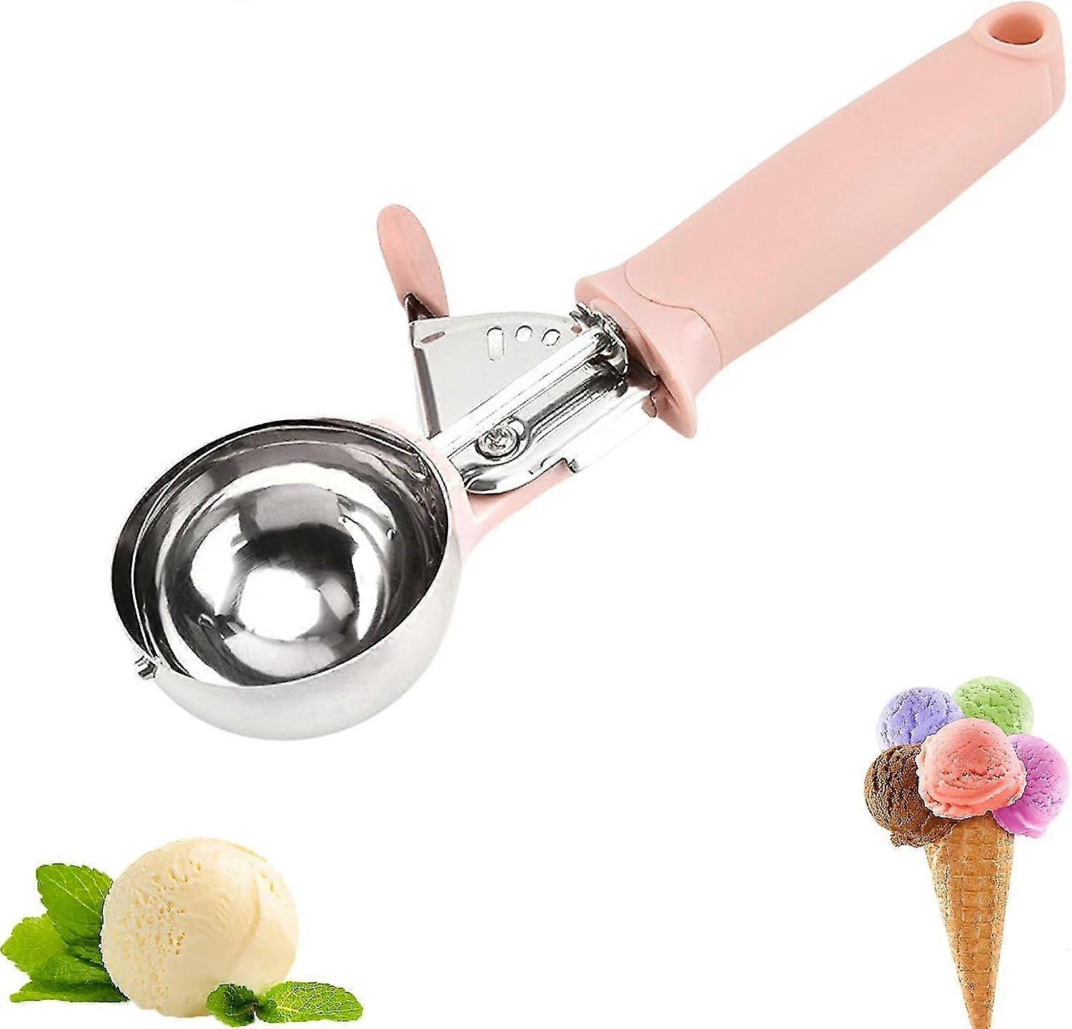 Ice Cream Scoop Ice Cream Scoops With Easy Trigger Solid Stainless Steel Cookie Fruit Dessert Scoop Metal Ice Cream Scoop Small Ice Cream Scoop Tw