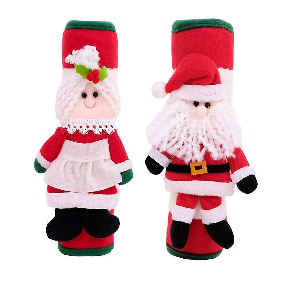 2pcs Xmas Fridge Handle Covers Fridge Knobs Covers Xmas Kitchen Decors