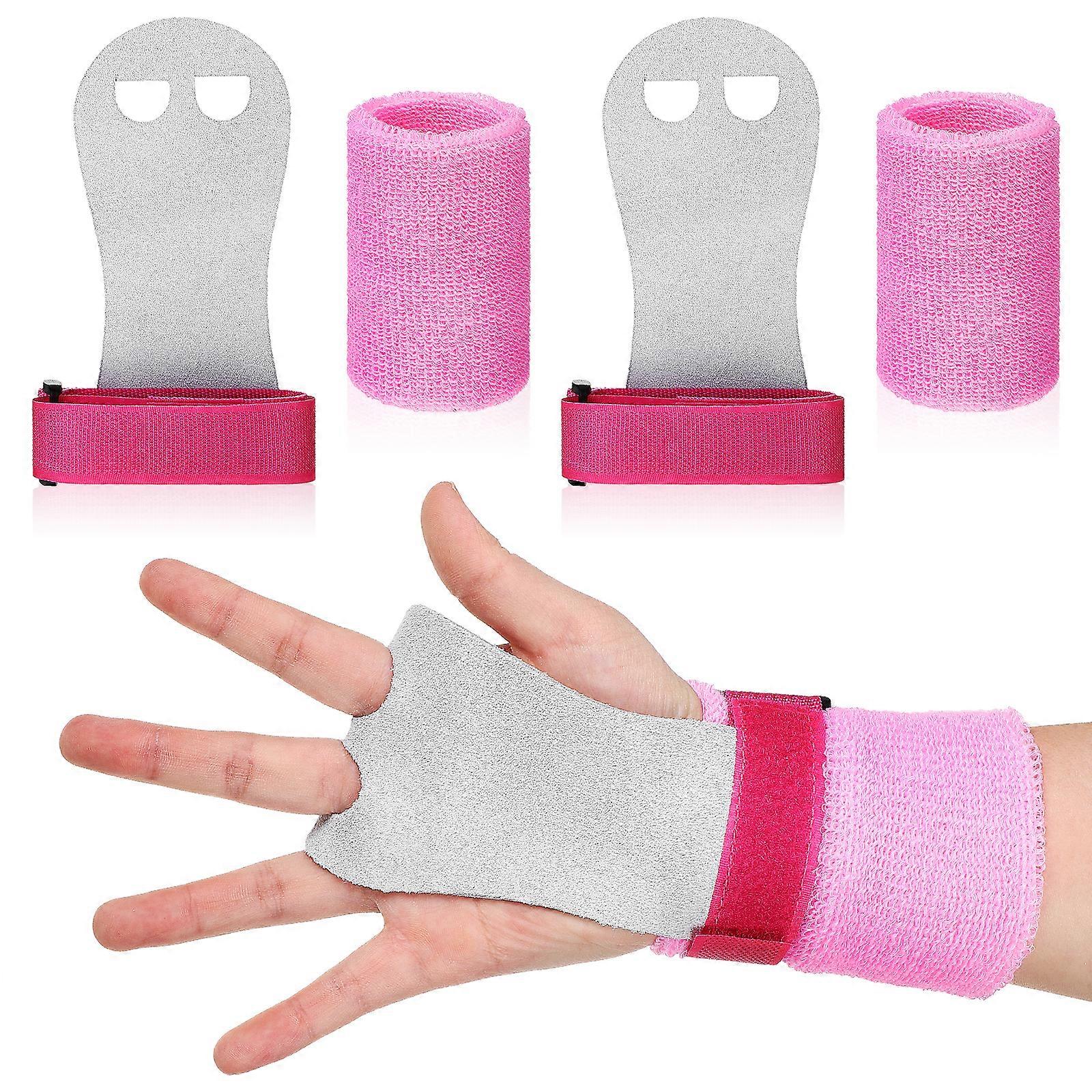 4 Pcs Gymnastics Grips and Wristbands Bar Grips Palm Protection and Wrist Support Bands for Kid's Workout Exercise