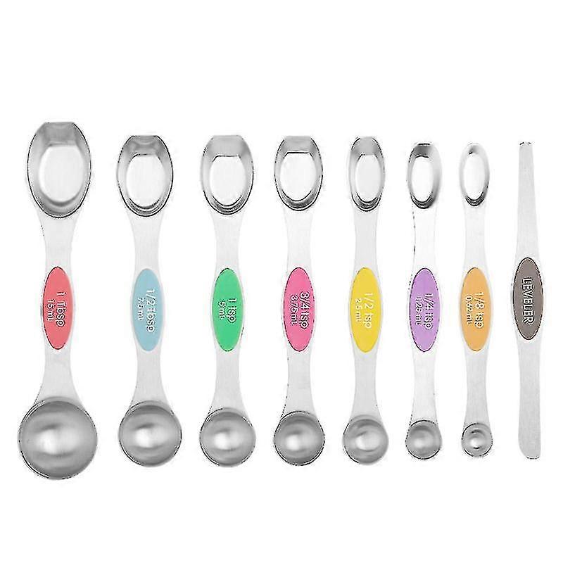 Magnetic Stainless Steel Measuring Spoon Set Stackable Teaspoons & Tablespoons