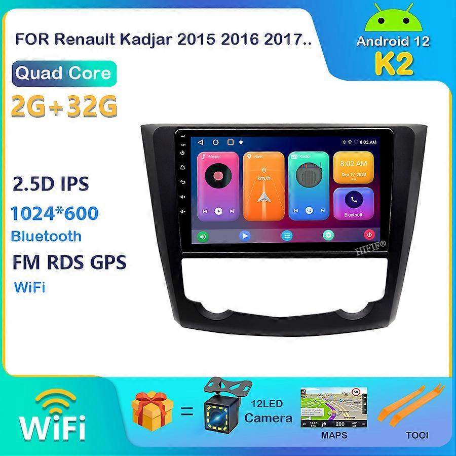 For Renault Kadjar 2015 2016 2017 Car Radio Multimedia Video Player Navigation stereo GPS Android 12 No 2din 2 din DVD