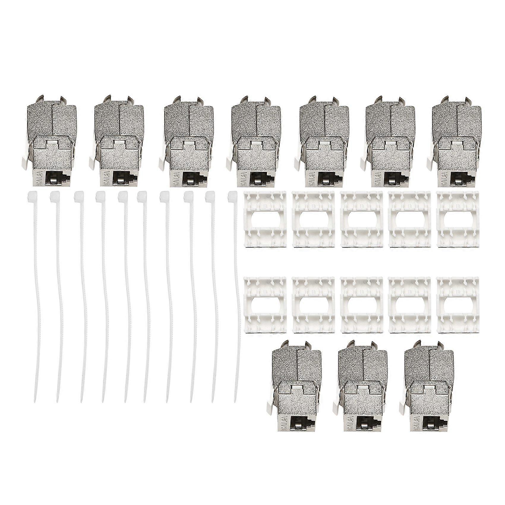 10Pc RJ45 Cat6A Trapezoidal Jack Module Degree Full Shield RJ45 Socket Tool-Free Termination