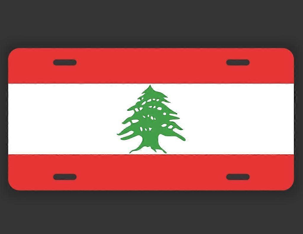 Placa de Licença com Bandeira do Líbano Vaidade Vaidade Metal | Metal impresso UV | 6 polegadas por 12 polegadas | Carro Caminhão RV Trailer Wall Shop Man Cave | VLP160