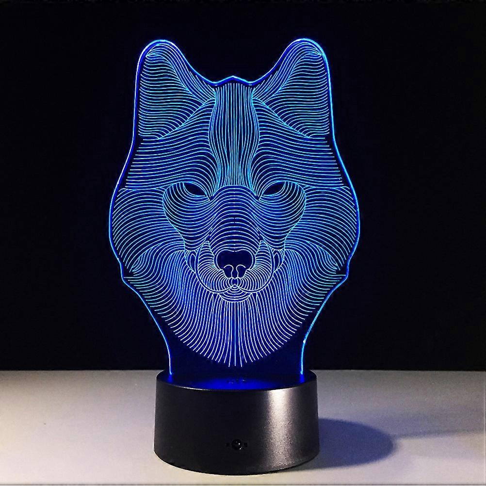3D Lamp Visual Light Effect Touch Switch Colors Changes Night Light Wolf