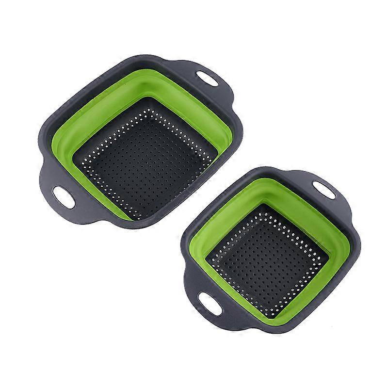 Collapsible Colander Set, Round Silicone Kitchen Strainer Diameter Sizes29.5*22.5*2.5cm and30*24*2.5