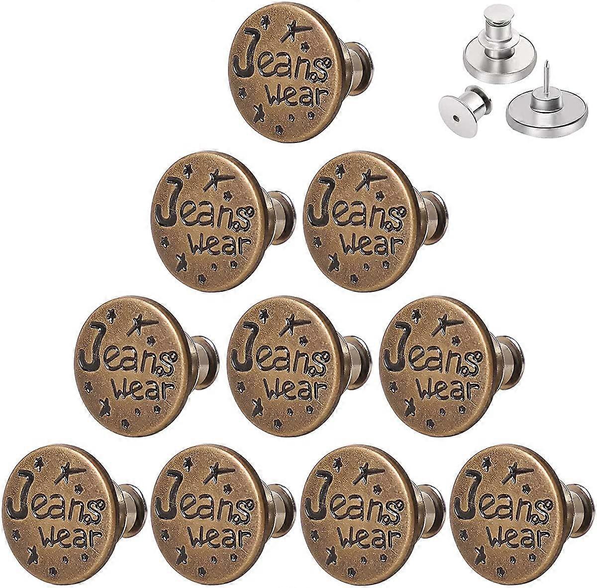 10PCS Button Pins for Jeans, Perfect Fit Jean Button Replacement