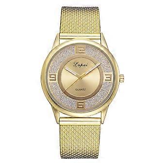 LVPAI Shinning Orologio Al Quarzo Con Quadrante In Lega Rotondo Cinturino In Silicone Orologio Da Polso Femminile (Oro)