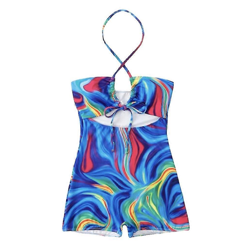 Femmes Cravate Dye Maillot de bain Dames Une Pièce Maillot de bain Halter Backless Maillot de bain