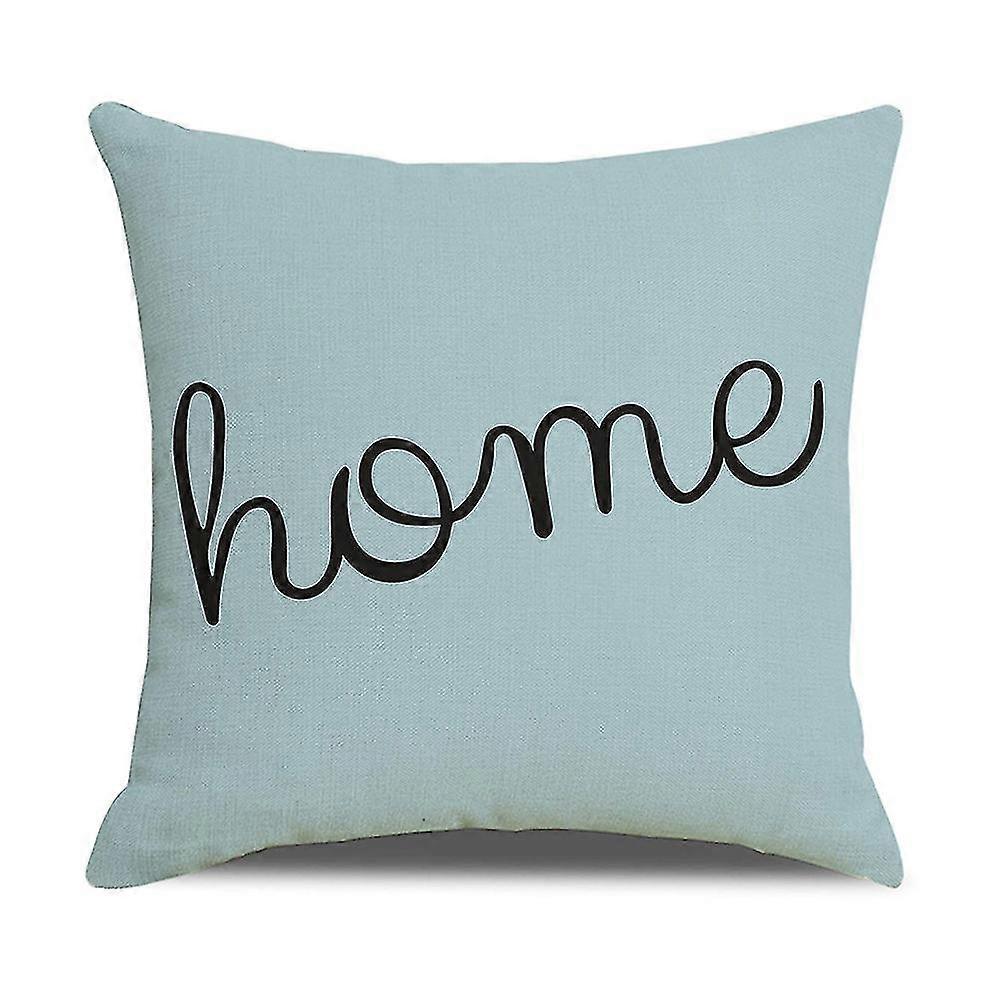 4 Blue Geometric Linen Throw Pillowcases
