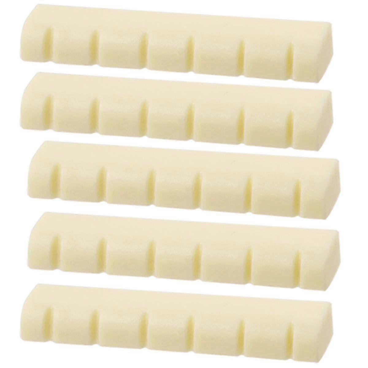 Guitar Ivory Plastic Replacement Slotted Nuts 5pcs