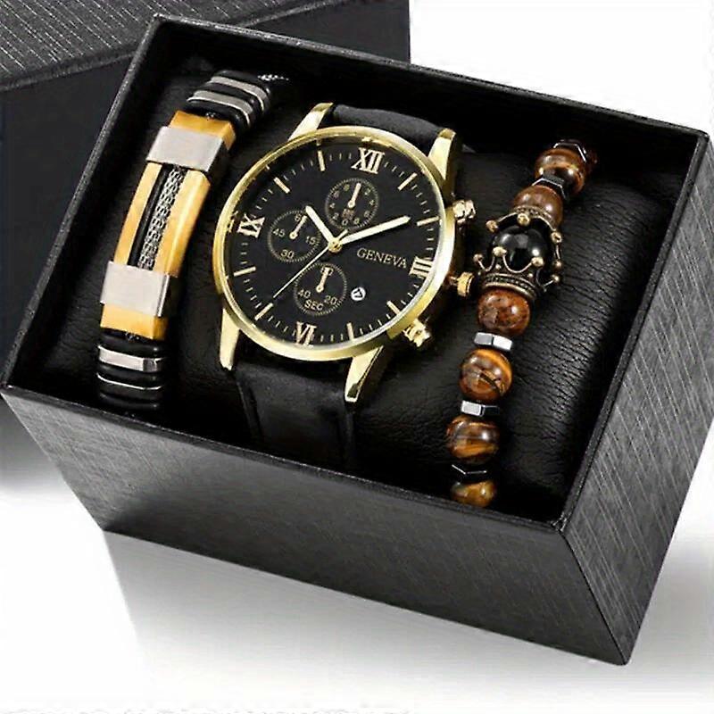 JUEGE* 3pcs/set Men's Casual Analog Watches And Analog Bracelets, Ideal choice for