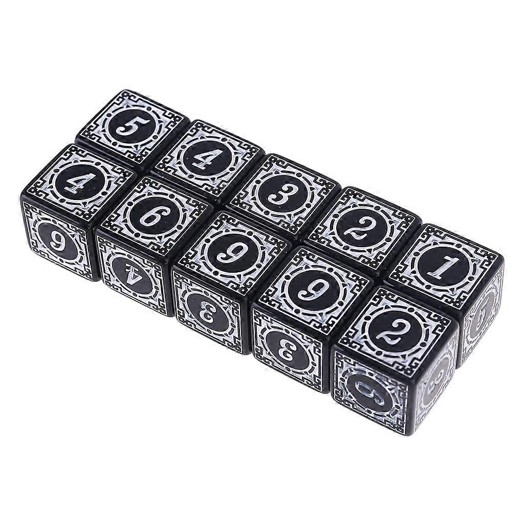 10Pcs D6 Polyhedral Dice Square Edged Numbers 6 Sided Dices Beads Table Board