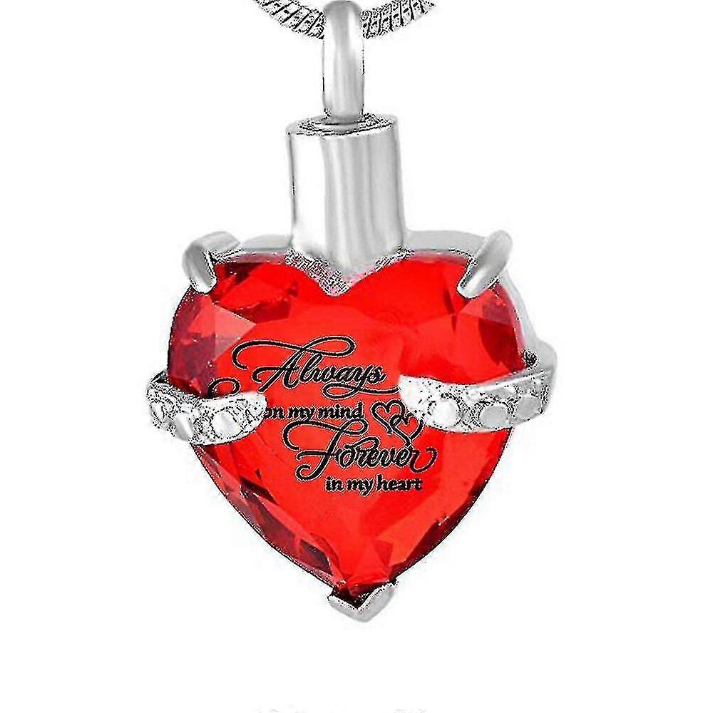 Always On My Mind Forever In My Heart Cremation Urn Necklace For Ashes Urn Jewelry Memorial Pendant, No Necklace