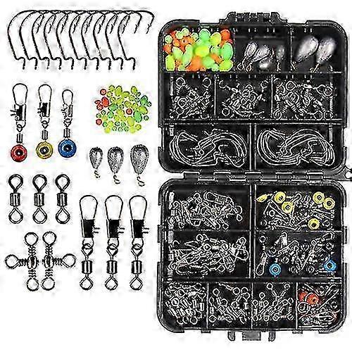 160pcs Sea Fishing Accessories Kit Set Jig-hooks Swivels Clamp With Tackle Box