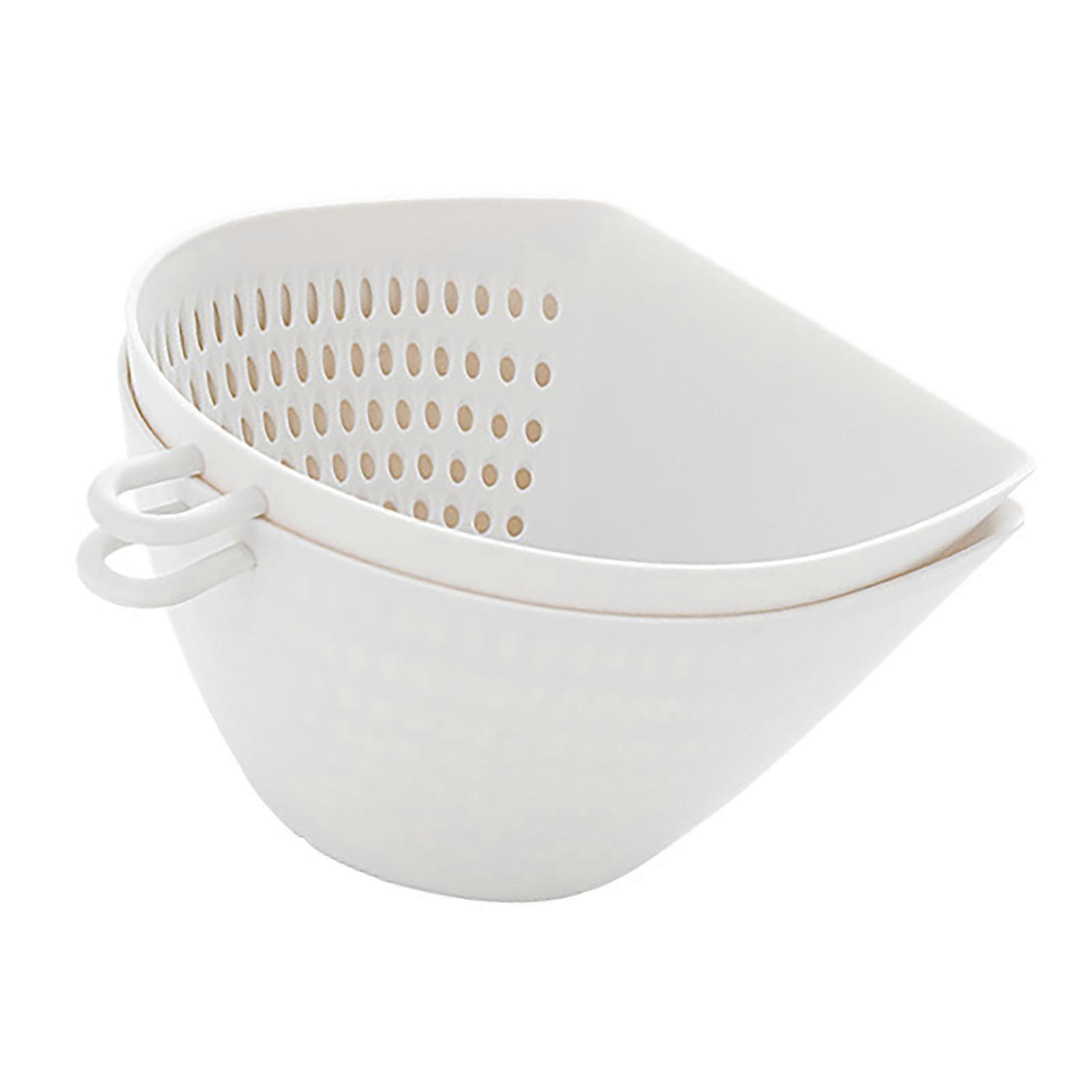 Vegetable Drain Basket Double Layer Plastic Kitchen Colander Bowl Set with Handle for Fruit Food