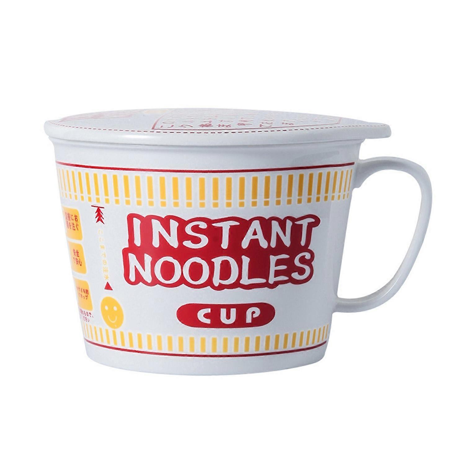 1000ml Noodle Bowl with Lid Anti-scalding Handle Ceramics Japanese Style Soup Basin Lunch Food