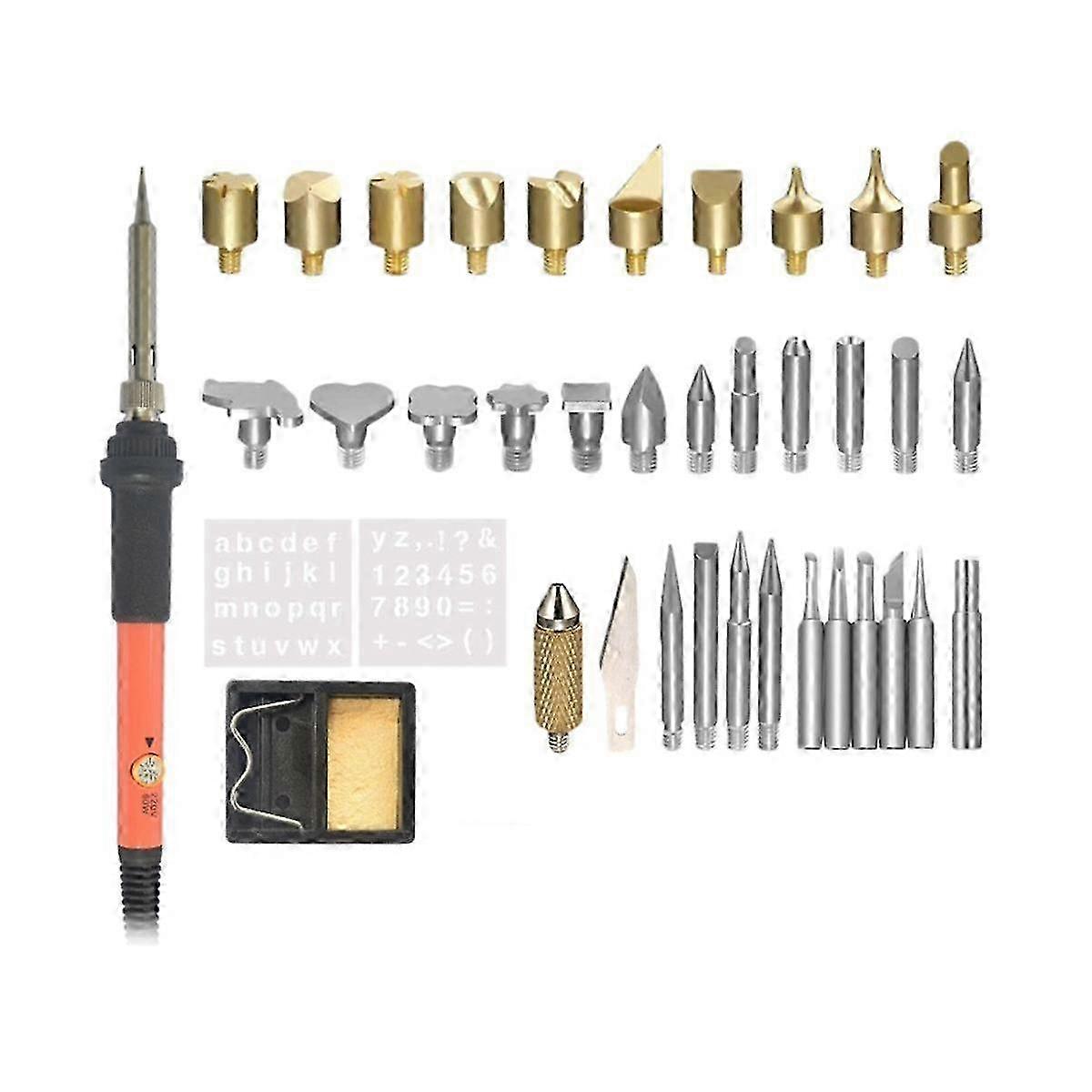 37 Pcs Adjustable Temperature Pyrography Pen Engraving Soldering Iron Pyrography Pen Set Eu Plug