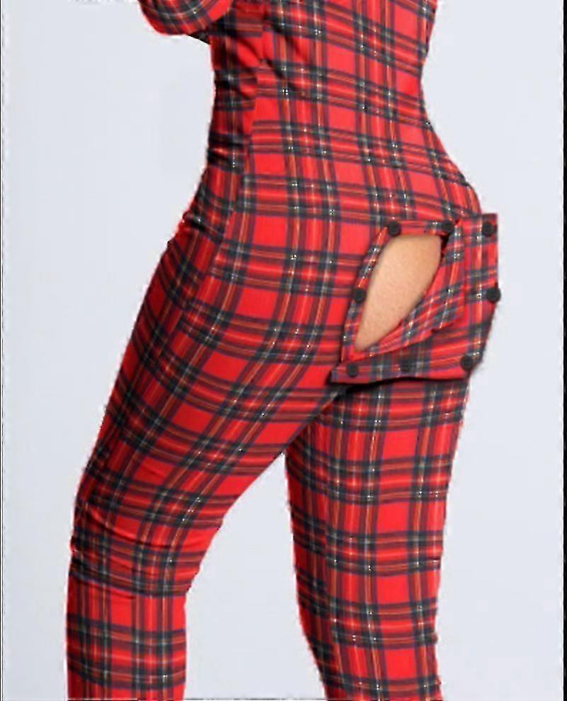 Button Flip Pyjama für Erwachsene Bedruckter Langarm-Heimanzug Jumpsuit