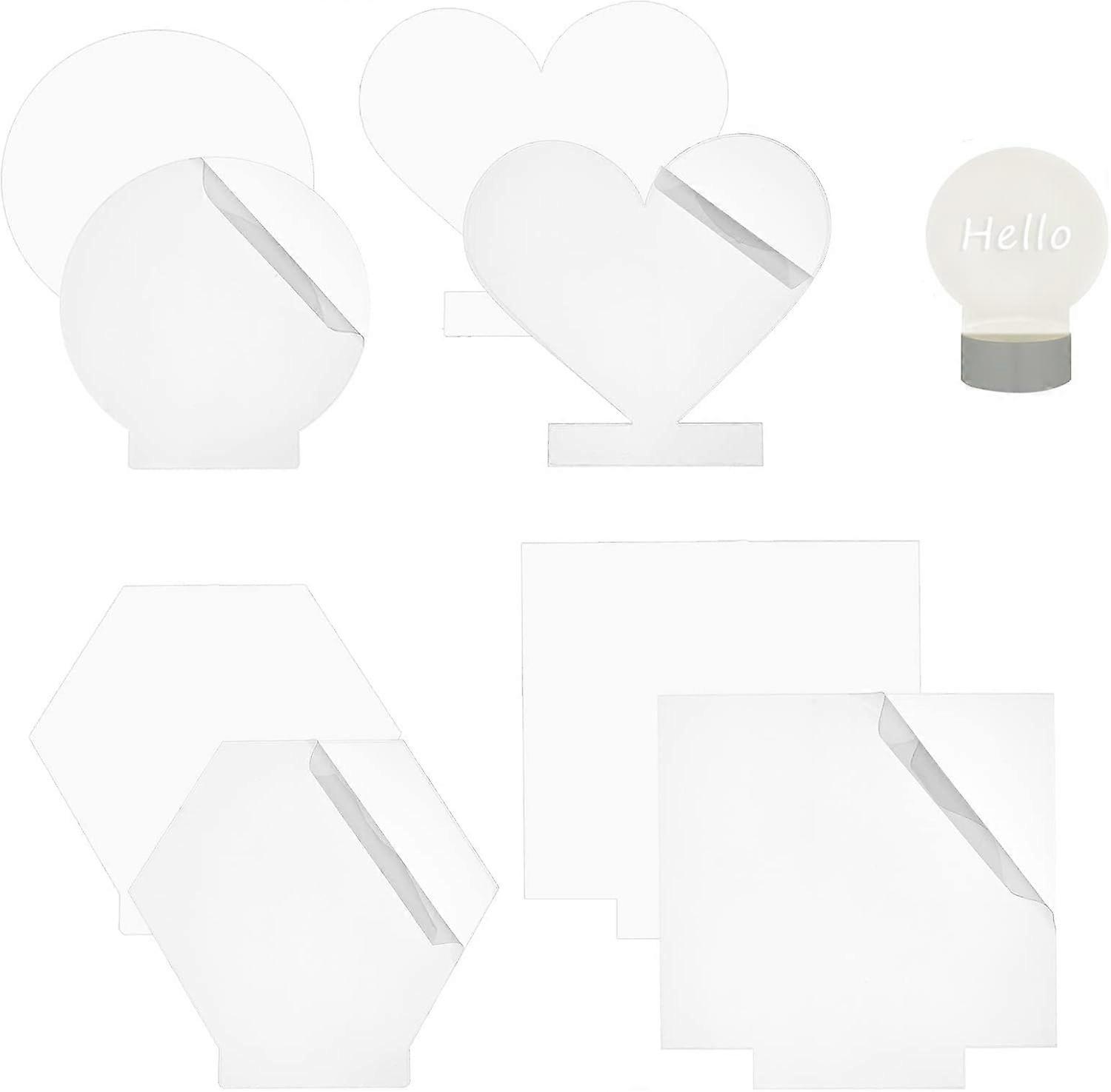 8 Pieces Acrylic Sheet Clear Cast 4 Shape Transparent Laser Engraving Blanks Acrylic 2mm Acrylic Blanks for Light Base with Double Sided Protective fo