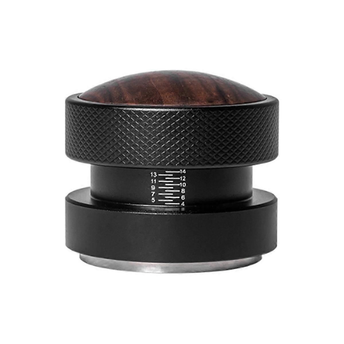 Self- Coffee Tamper Self-Adaptive Height Tamper Solid Wood Elastic Tamper Black Threaded Bottom 58.