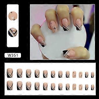 Twinkle Stars Pink Square Fake Nails Durable Never Splitting Fake Nails  Jelly Glue Model