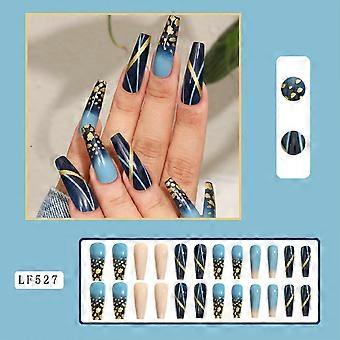 Koninklijk Blauw Vierkant Nep Nagels Ultra Flexibel Jelly Glue Model