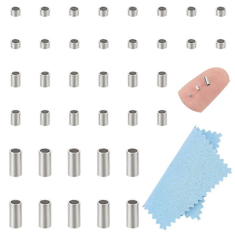 60Pcs 3 Styles Rhodium Plated 925 Sterling Silver Spacer Tube Beads Column with 1Pc Suede Fabric Square Silver Polishing Cloth Platinum Column: 1.5~4x