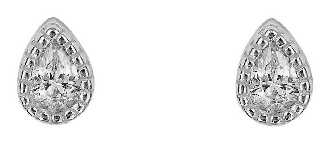 Beginnings Teardrop Gemstone Stud Earrings - Silver