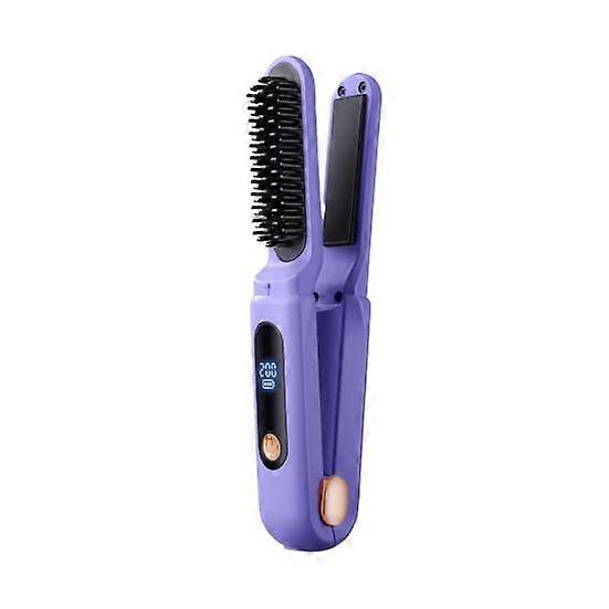 Portable Cordless Hair Straightener Brush 3 Temp Adjustable Fast Heating USB