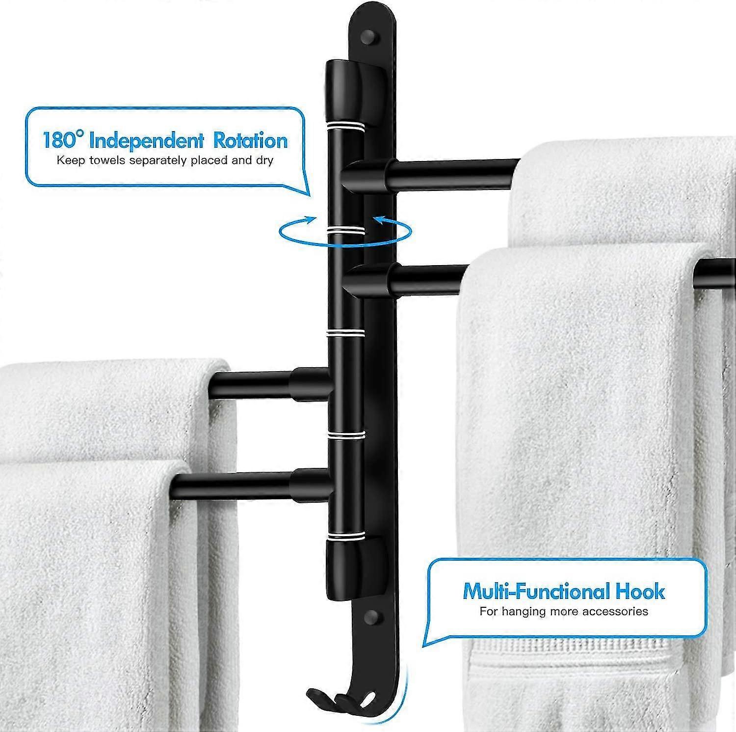 Swivel Towel Ra Swivel Wall Mounted Towel Ra With 4 Arms 180 Rotation Towel Bars With Hooks For Kitchen Balcony Bathroom